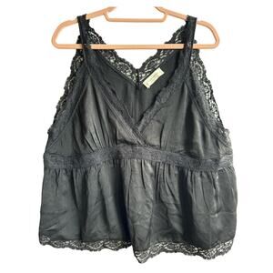Lucky Brand Tank Lace Trim Black XL NWT Super Light and Flowy
